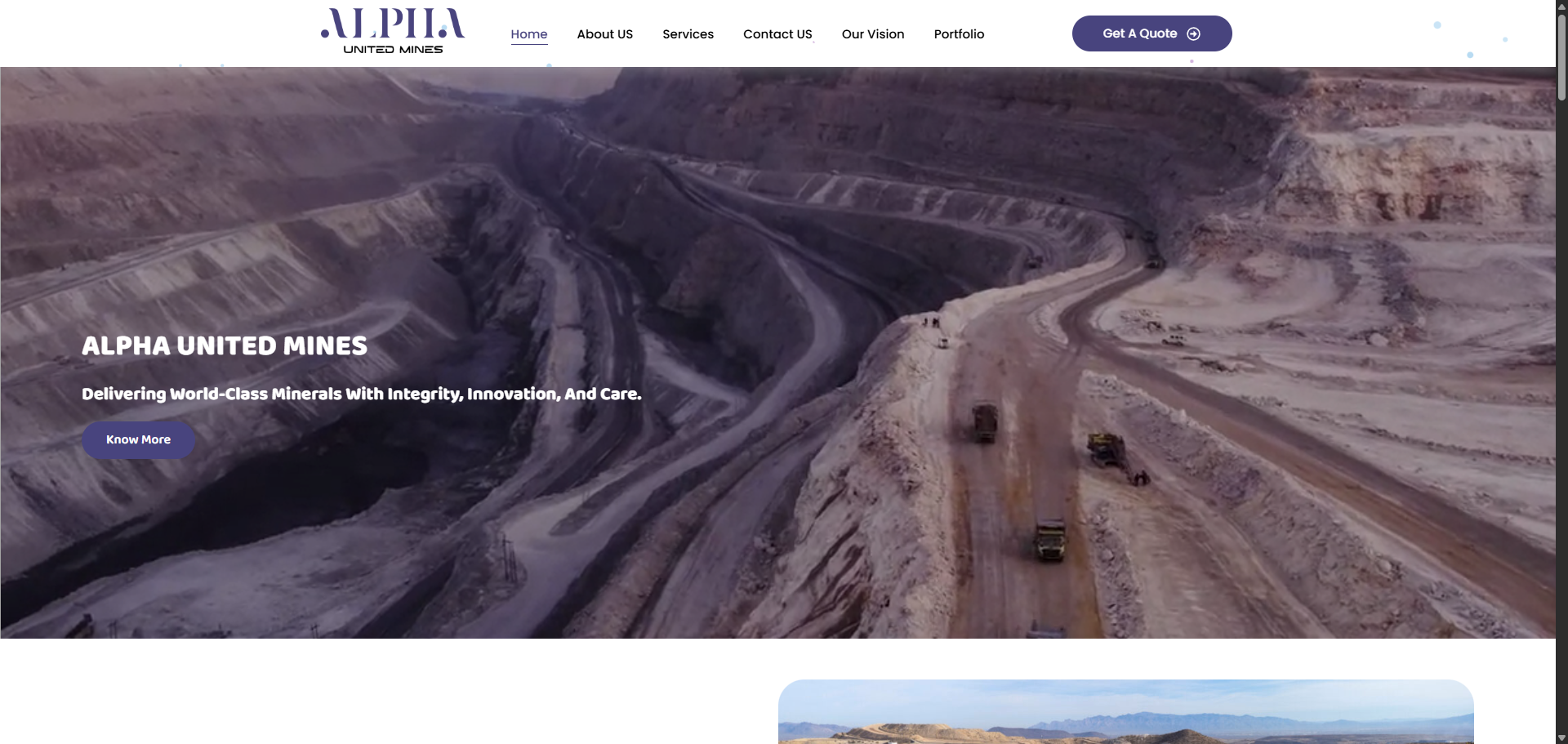 Alpha United Mines website screenshot
