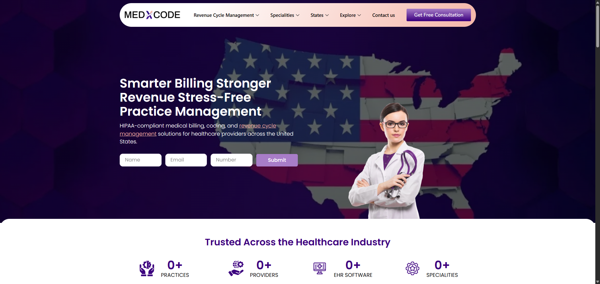 MedXCode medical billing website screenshot