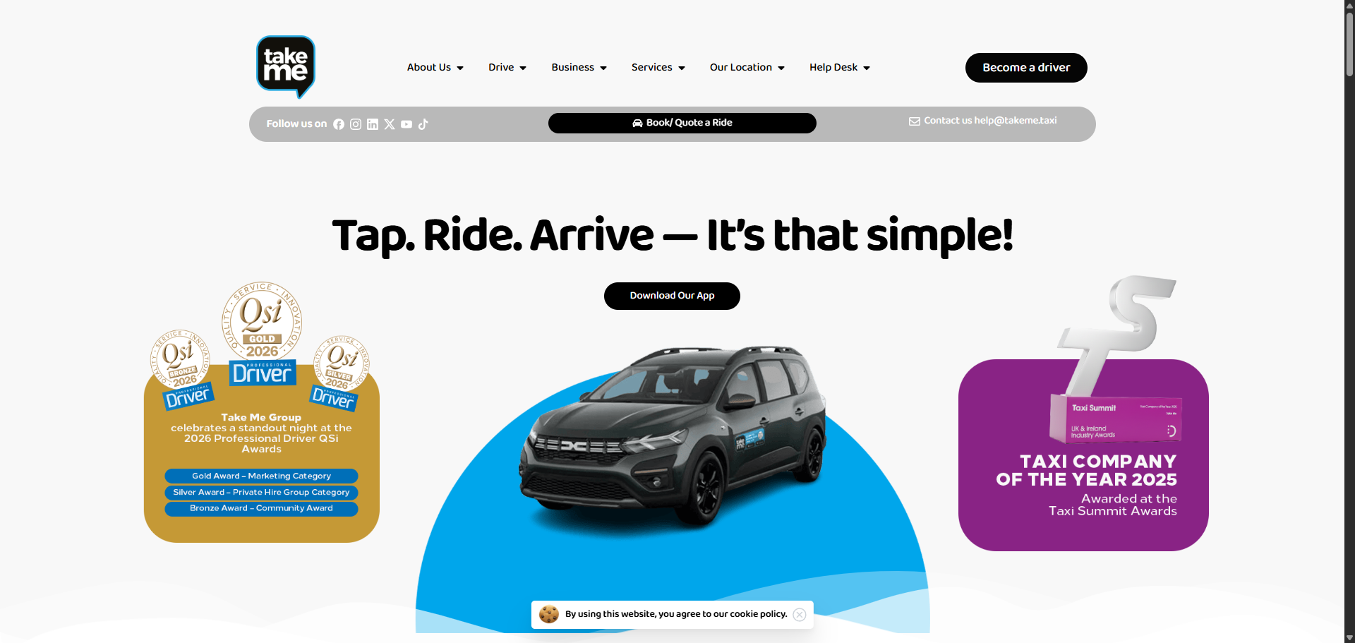 Take Me taxi website screenshot