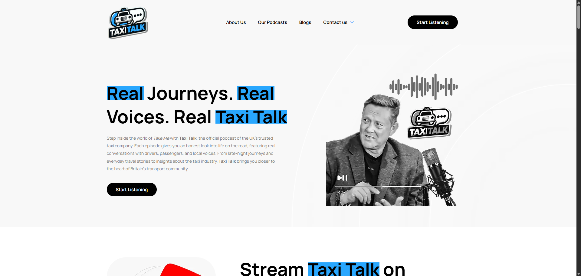 Taxi Talk podcast website screenshot